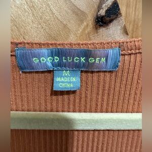Good Luck Gem Ribbed Knit in Warm Orange